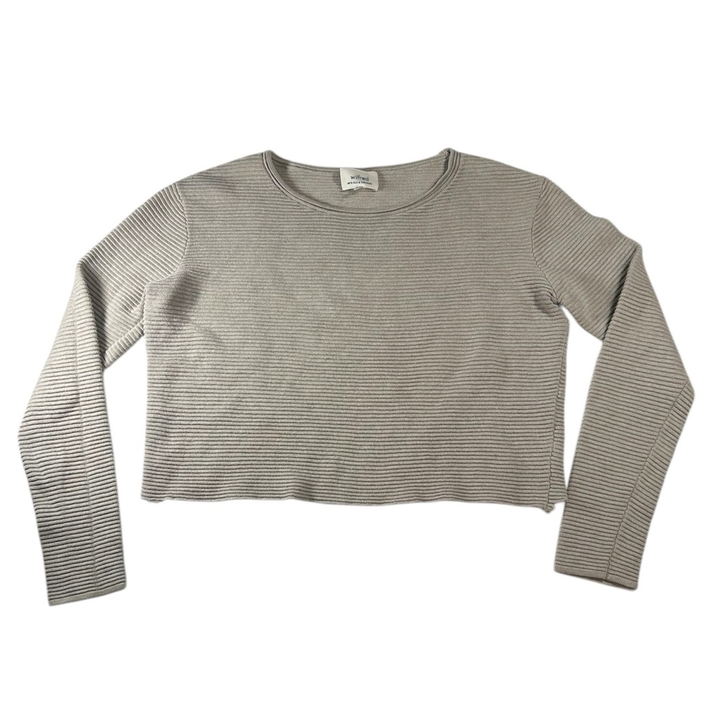 Wilfred Ribbed Knit Crop Sweater XS Silk Cashmere Neutral Beige
